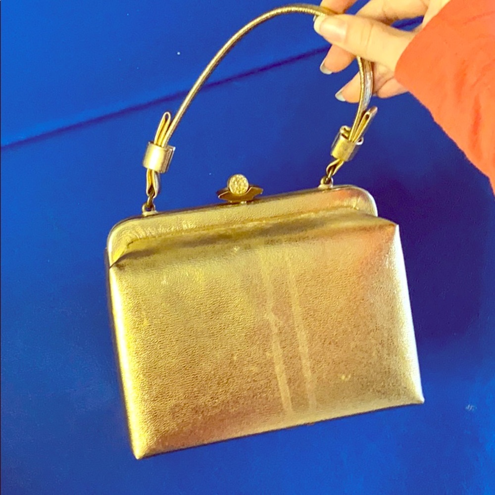 Vintage hand bag with silk change purse attached